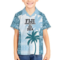Custom Fiji Rugby Family Matching Short Sleeve Bodycon Dress and Hawaiian Shirt History Champions World Cup 7s - Bllue LT9 Son's Shirt Blue - Polynesian Pride