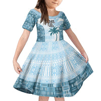 Custom Fiji Rugby Family Matching Summer Maxi Dress and Hawaiian Shirt History Champions World Cup 7s - Bllue LT9 Daughter's Dress Blue - Polynesian Pride