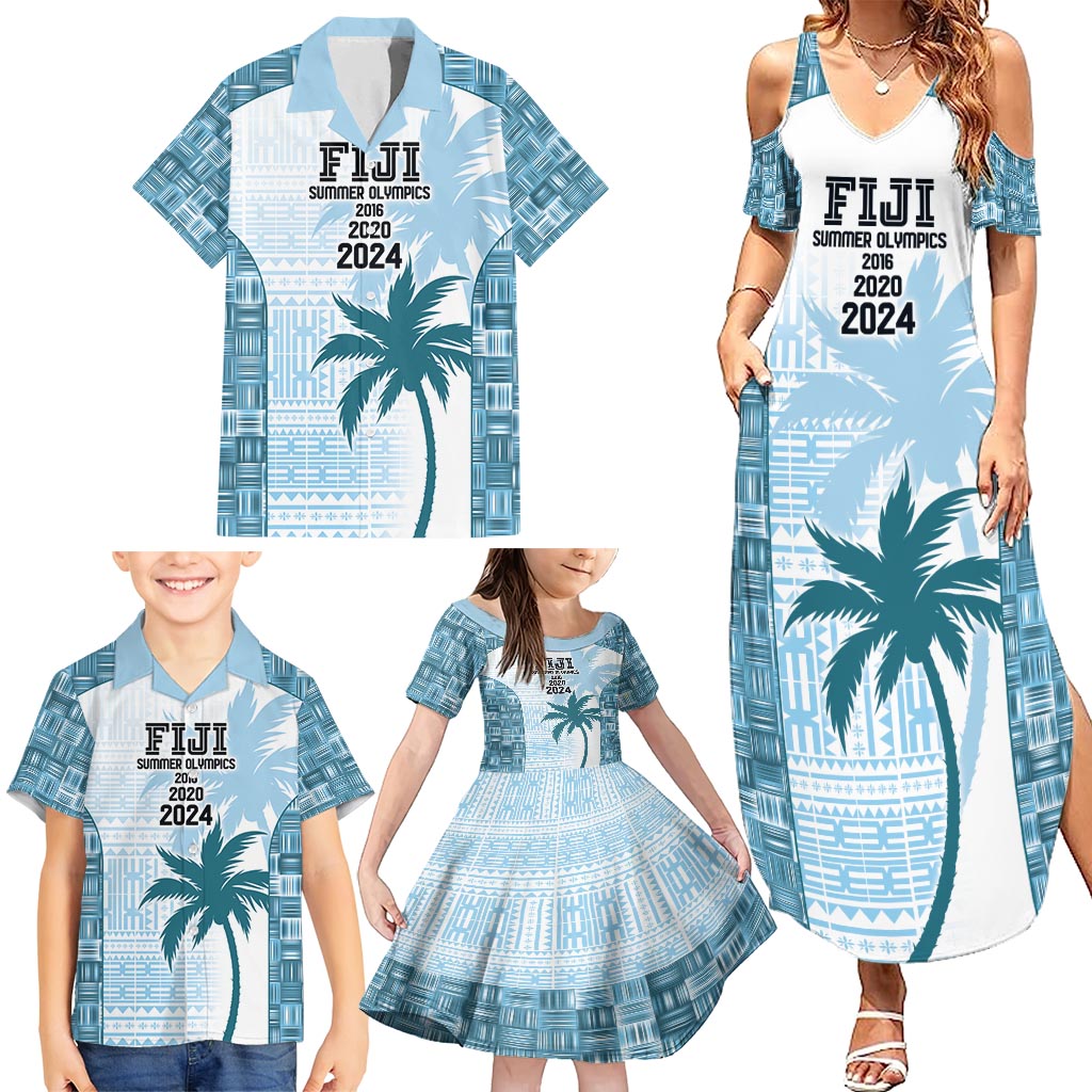 Custom Fiji Rugby Family Matching Summer Maxi Dress and Hawaiian Shirt History Champions World Cup 7s - Bllue LT9 - Polynesian Pride