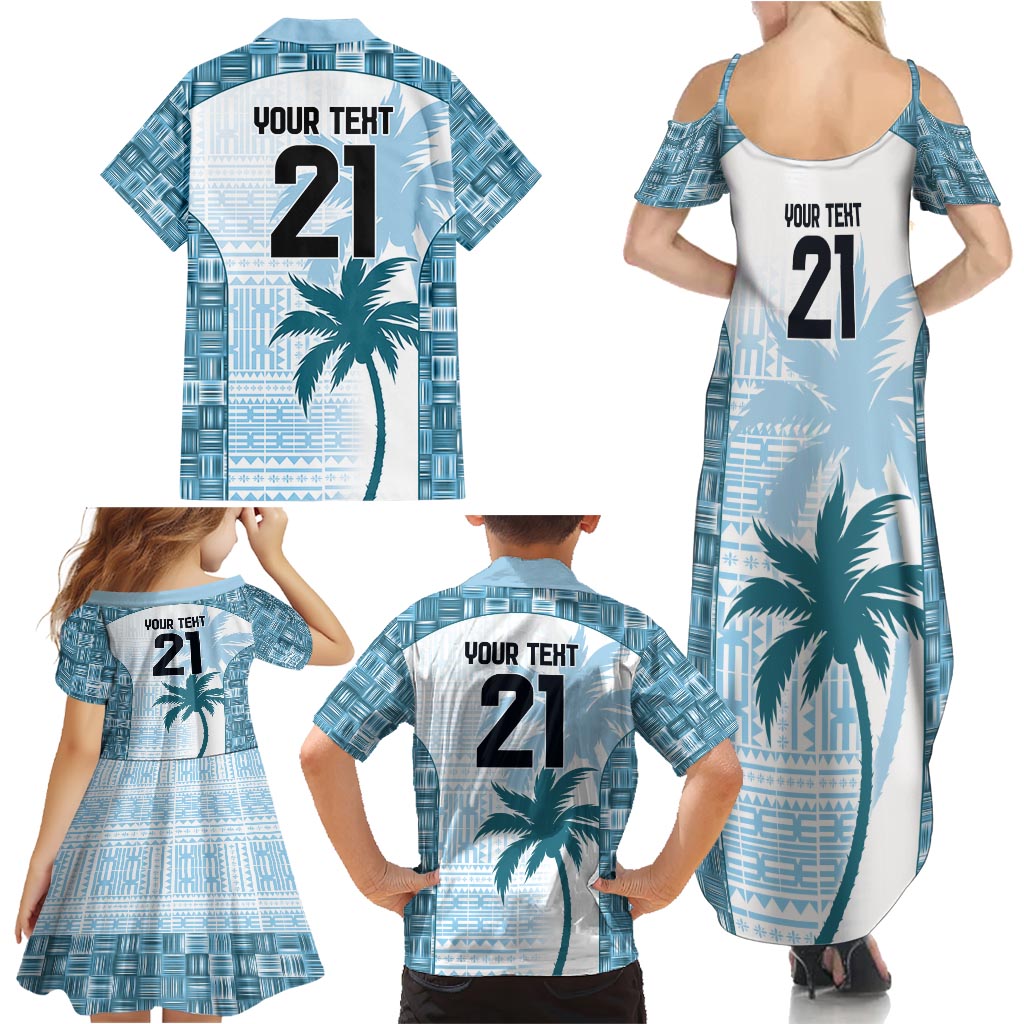Custom Fiji Rugby Family Matching Summer Maxi Dress and Hawaiian Shirt History Champions World Cup 7s - Bllue LT9 - Polynesian Pride