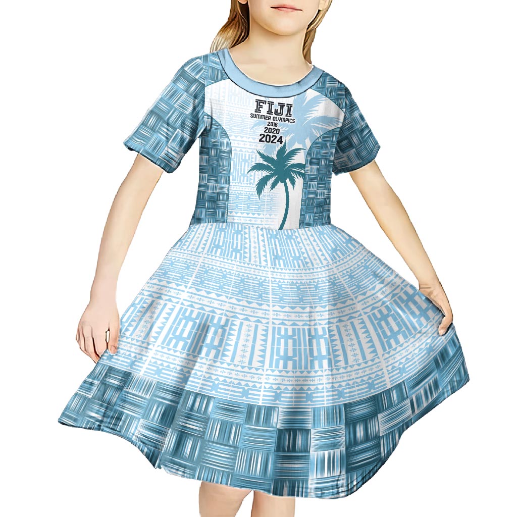 Custom Fiji Rugby Kid Short Sleeve Dress History Champions World Cup 7s - Bllue LT9 - Polynesian Pride