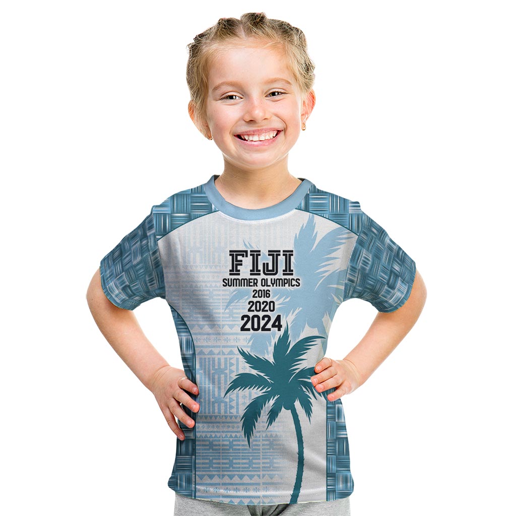 Custom Fiji Rugby Kid T Shirt History Champions World Cup 7s - Bllue LT9 Blue - Polynesian Pride