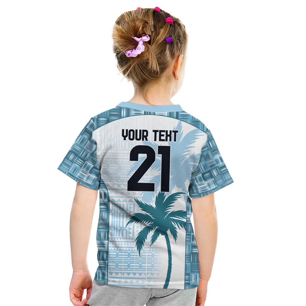 Custom Fiji Rugby Kid T Shirt History Champions World Cup 7s - Bllue LT9 - Polynesian Pride