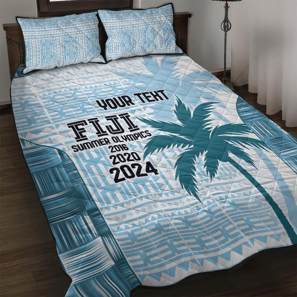Custom Fiji Rugby Quilt Bed Set History Champions World Cup 7s - Bllue LT9 Blue - Polynesian Pride