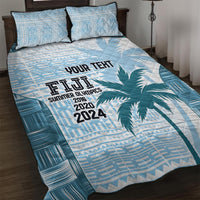 Custom Fiji Rugby Quilt Bed Set History Champions World Cup 7s - Bllue LT9 Blue - Polynesian Pride