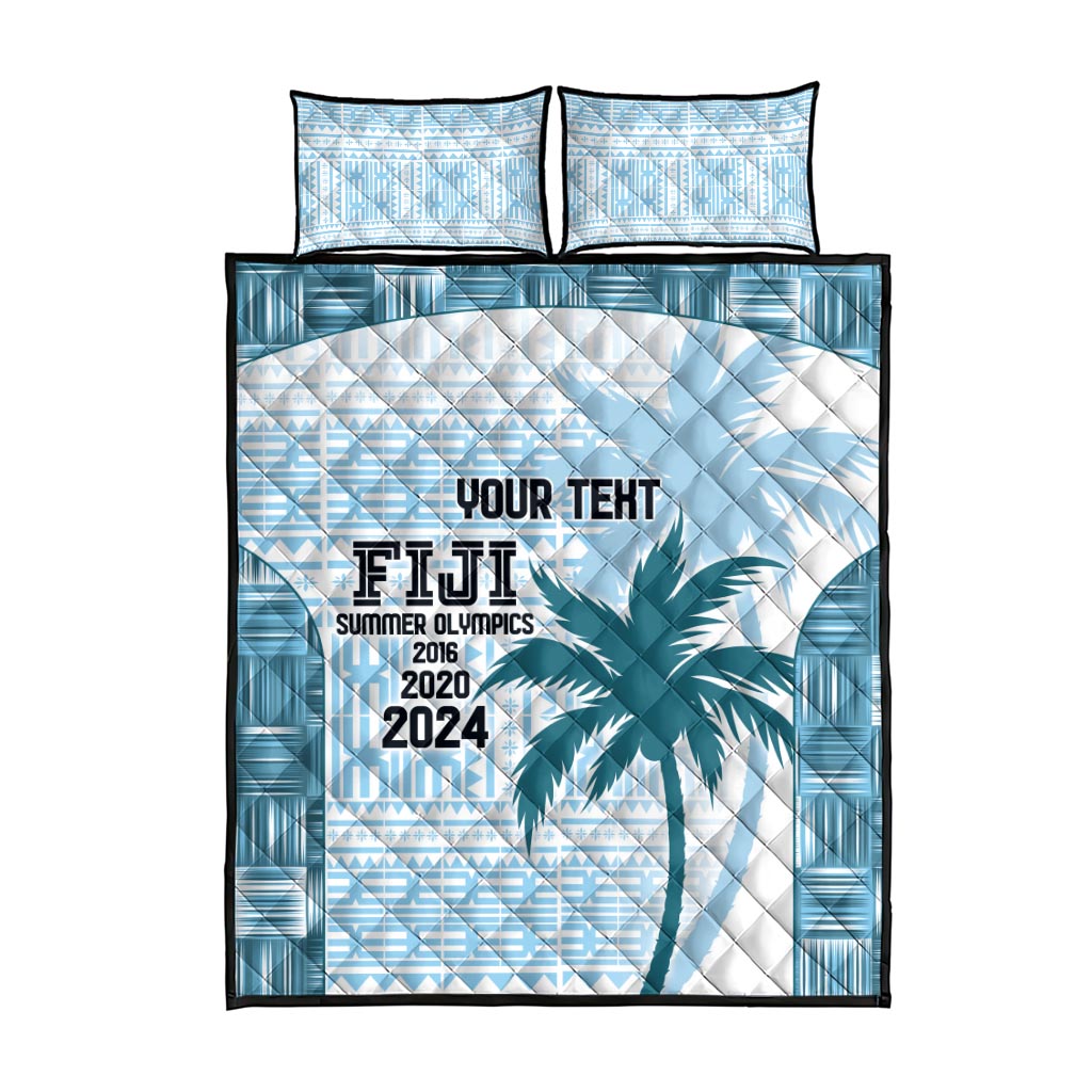 Custom Fiji Rugby Quilt Bed Set History Champions World Cup 7s - Bllue LT9 - Polynesian Pride
