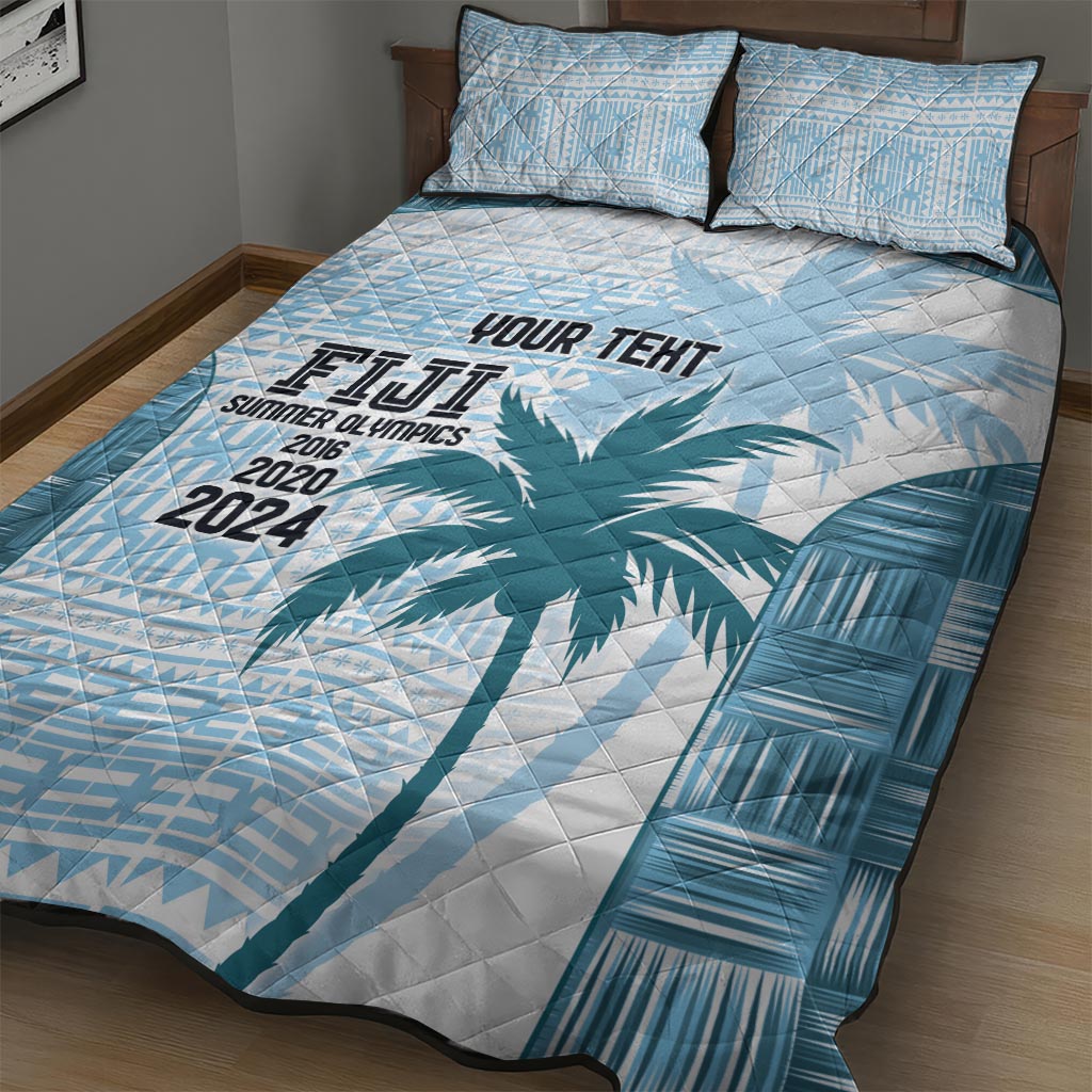 Custom Fiji Rugby Quilt Bed Set History Champions World Cup 7s - Bllue LT9 - Polynesian Pride