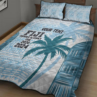 Custom Fiji Rugby Quilt Bed Set History Champions World Cup 7s - Bllue LT9 - Polynesian Pride