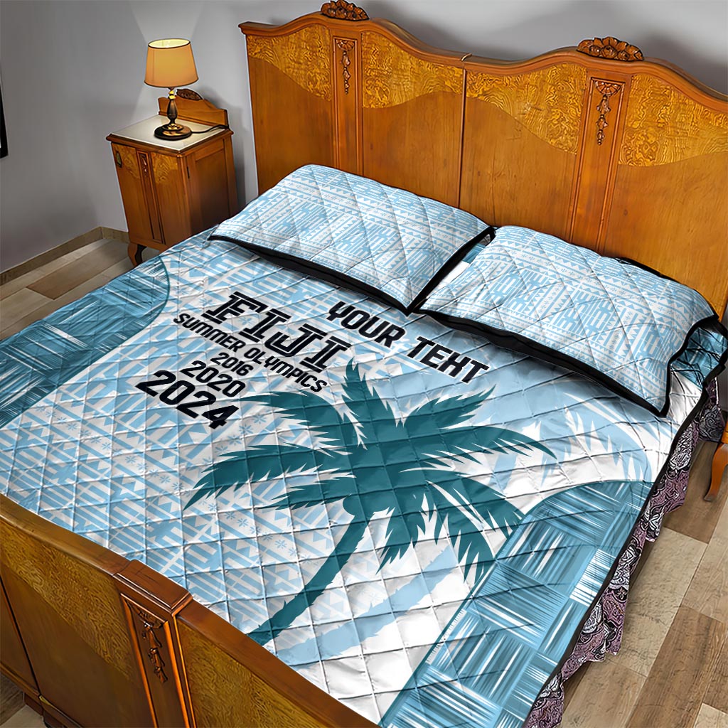 Custom Fiji Rugby Quilt Bed Set History Champions World Cup 7s - Bllue LT9 - Polynesian Pride