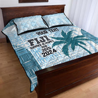Custom Fiji Rugby Quilt Bed Set History Champions World Cup 7s - Bllue LT9 - Polynesian Pride