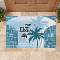 Custom Fiji Rugby Rubber Doormat History Champions World Cup 7s - Bllue LT9 Blue - Polynesian Pride