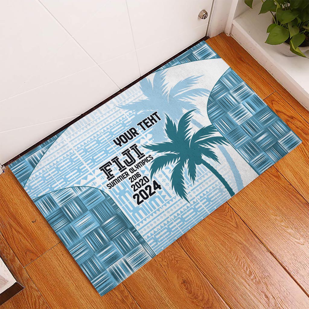 Custom Fiji Rugby Rubber Doormat History Champions World Cup 7s - Bllue LT9 - Polynesian Pride