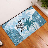Custom Fiji Rugby Rubber Doormat History Champions World Cup 7s - Bllue LT9 - Polynesian Pride