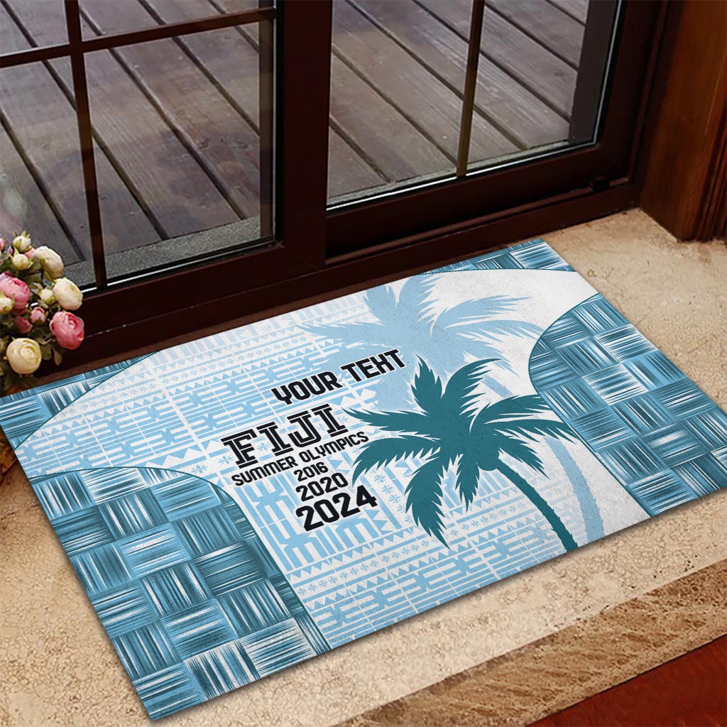 Custom Fiji Rugby Rubber Doormat History Champions World Cup 7s - Bllue LT9 - Polynesian Pride