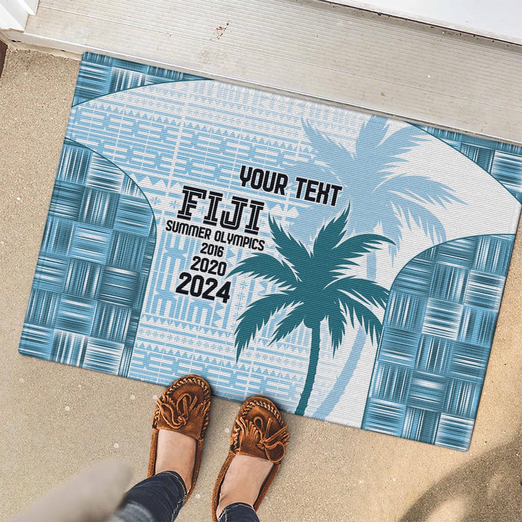 Custom Fiji Rugby Rubber Doormat History Champions World Cup 7s - Bllue LT9 - Polynesian Pride