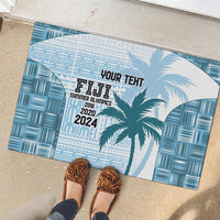 Custom Fiji Rugby Rubber Doormat History Champions World Cup 7s - Bllue LT9 - Polynesian Pride