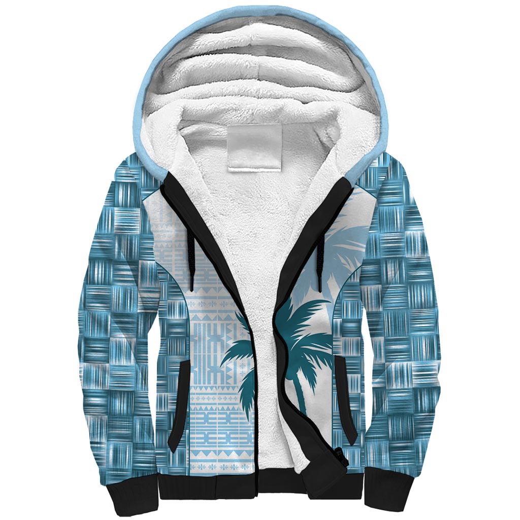 Custom Fiji Rugby Sherpa Hoodie History Champions World Cup 7s - Bllue