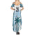 Custom Fiji Rugby Summer Maxi Dress History Champions World Cup 7s - Bllue