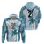 Custom Fiji Rugby Zip Hoodie History Champions World Cup 7s - Bllue