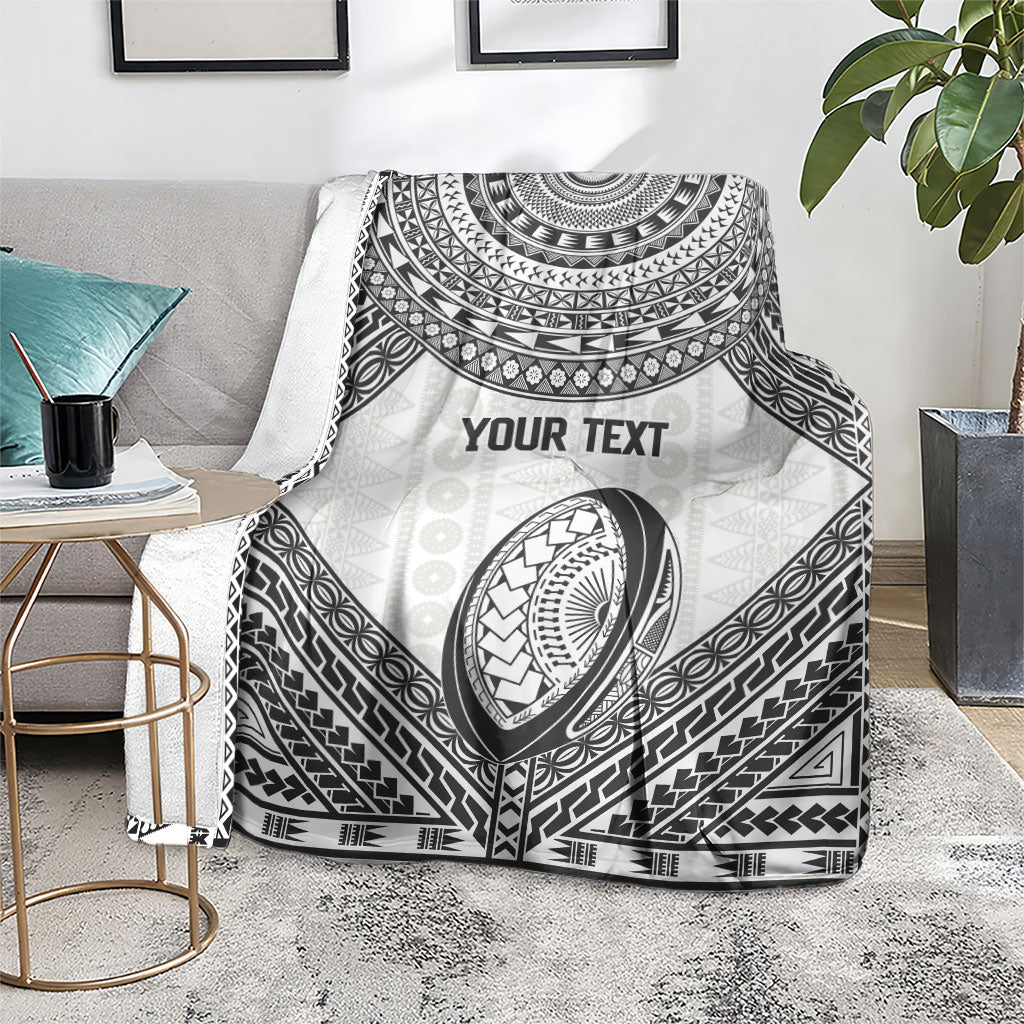Custom Rugby Fiji National Heritage Blanket White Traditional Masi Inspired