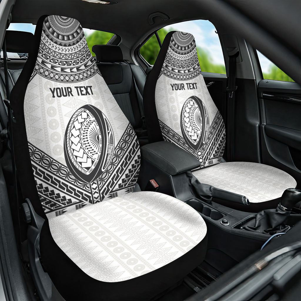 Custom Rugby Fiji National Heritage Car Seat Cover White Traditional Masi Inspired
