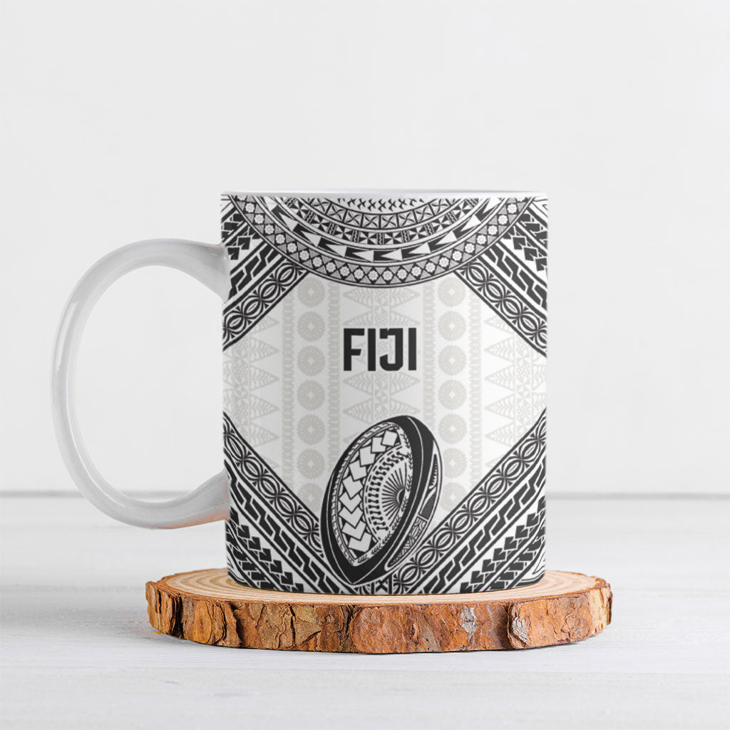 Custom Rugby Fiji National Heritage Ceramic Mug White Traditional Masi Inspired LT9 White - Polynesian Pride
