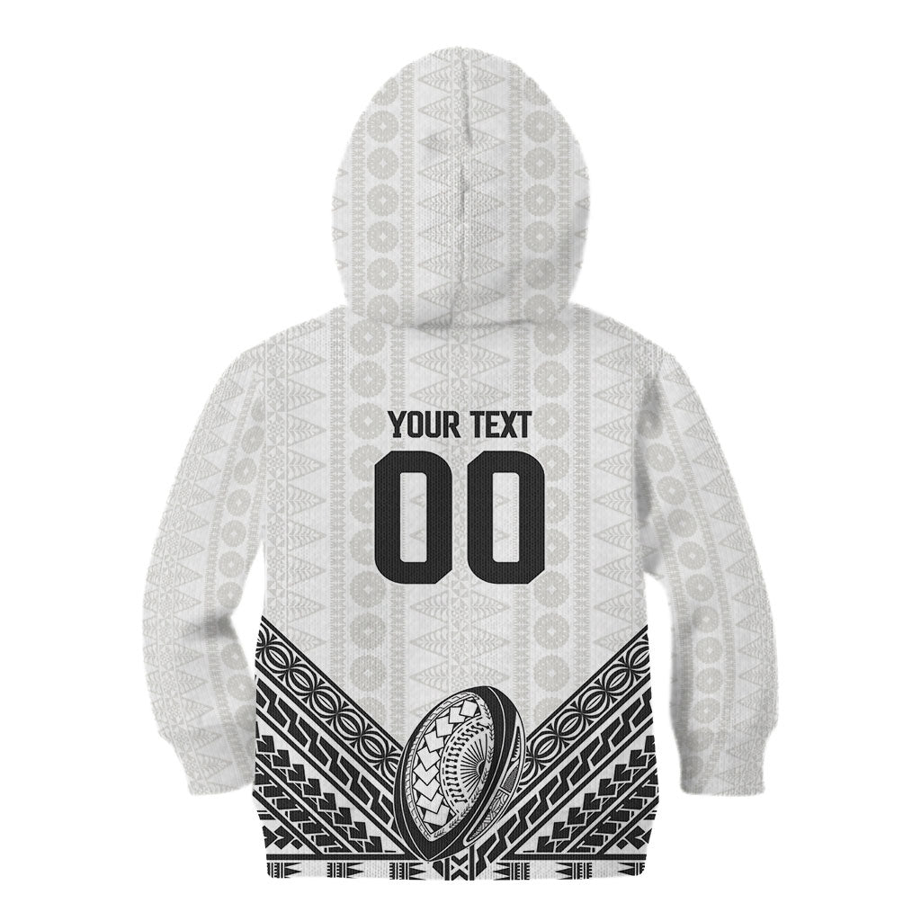 Custom Rugby Fiji National Heritage Kid Hoodie White Traditional Masi Inspired