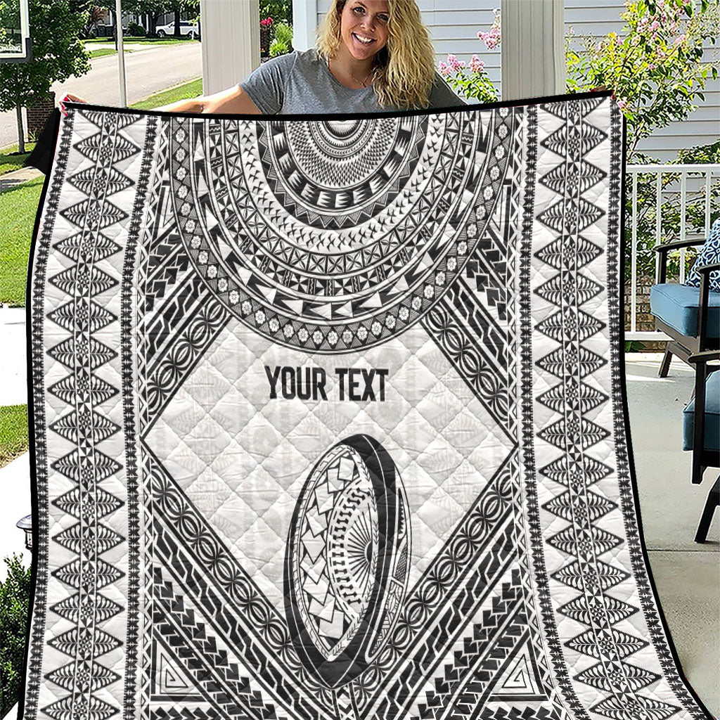 Custom Rugby Fiji National Heritage Quilt White Traditional Masi Inspired