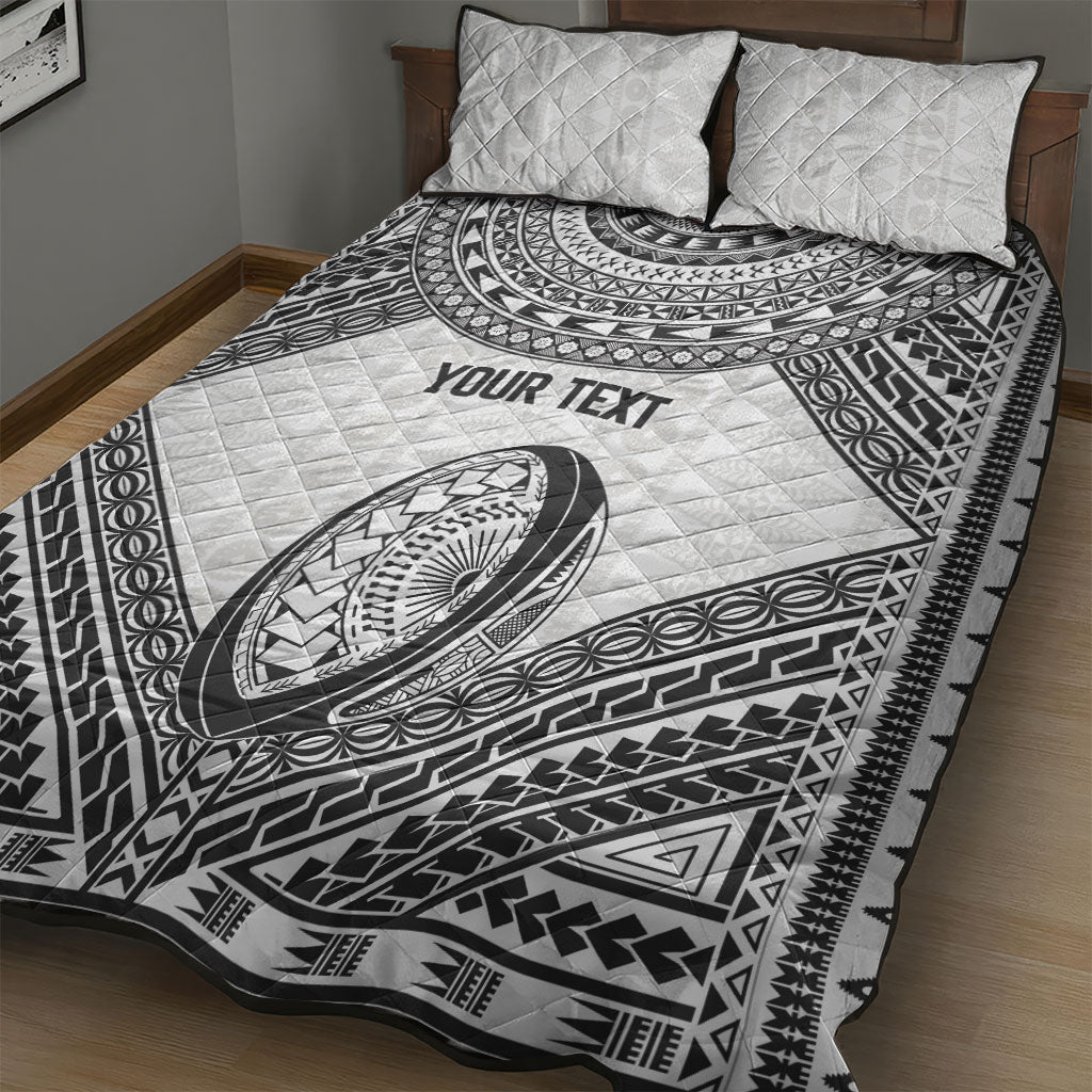 Custom Rugby Fiji National Heritage Quilt Bed Set White Traditional Masi Inspired