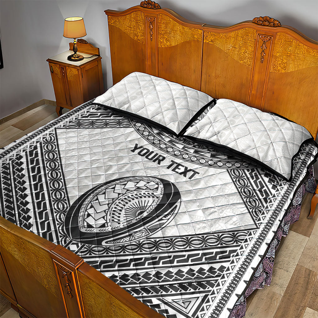 Custom Rugby Fiji National Heritage Quilt Bed Set White Traditional Masi Inspired
