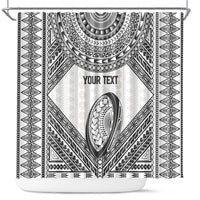 Custom Rugby Fiji National Heritage Shower Curtain White Traditional Masi Inspired