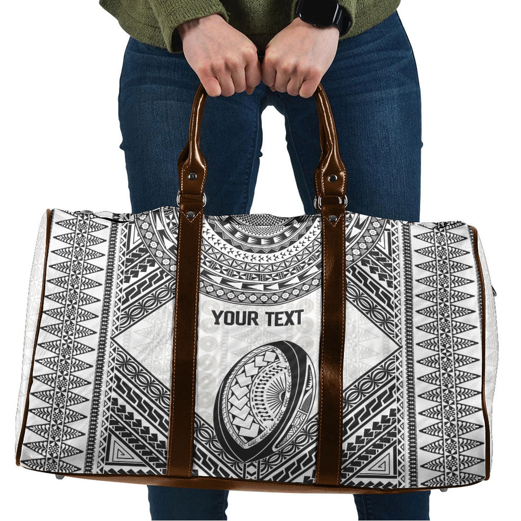 Custom Rugby Fiji National Heritage Travel Bag White Traditional Masi Inspired LT9 White - Polynesian Pride
