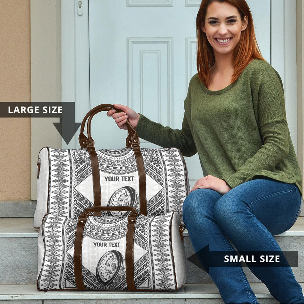 Custom Rugby Fiji National Heritage Travel Bag White Traditional Masi Inspired