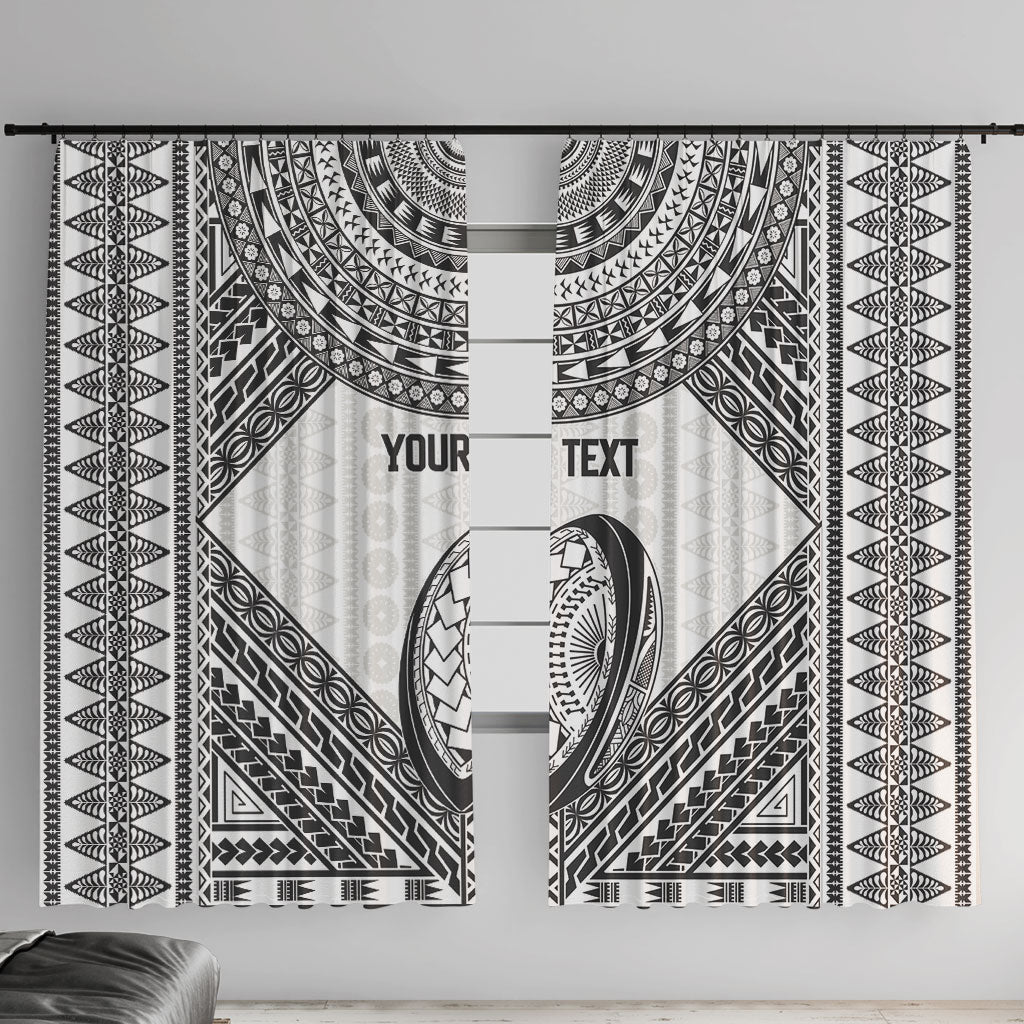Custom Rugby Fiji National Heritage Window Curtain White Traditional Masi Inspired LT9 With Hooks White - Polynesian Pride