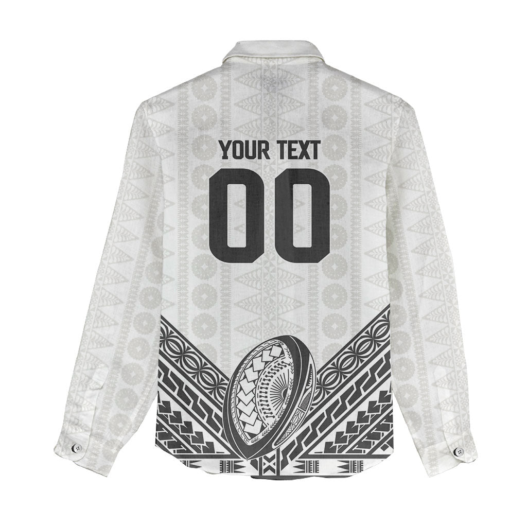 Custom Rugby Fiji National Heritage Women Casual Shirt White Traditional Masi Inspired