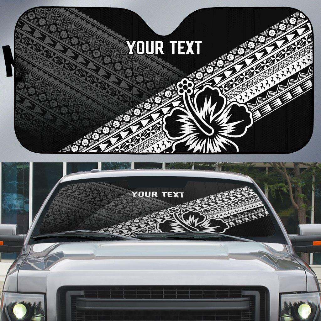 Custom Rugby Fiji Auto Sun Shade Black Traditional Masi Inspired LT9 Black - Polynesian Pride