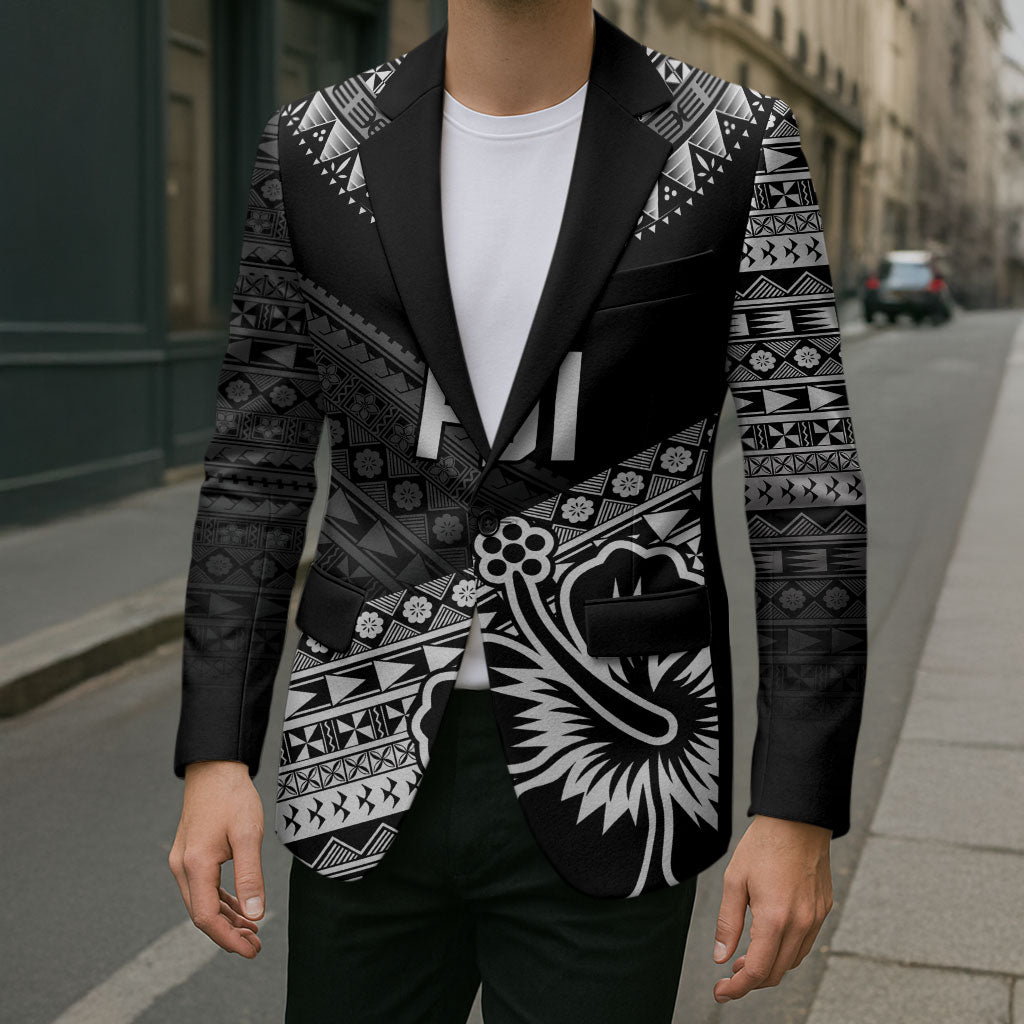 Custom Rugby Fiji Blazer Black Traditional Masi Inspired