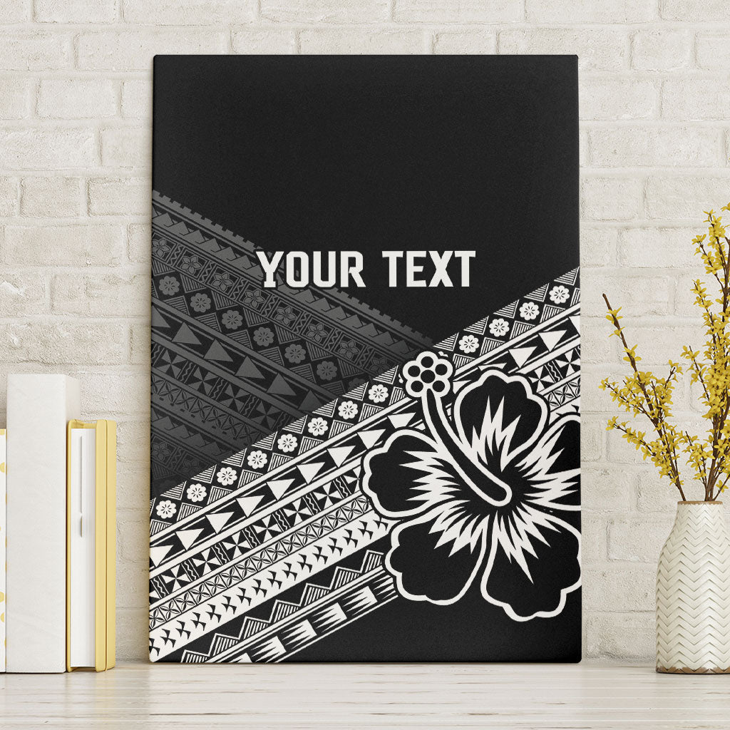 Custom Rugby Fiji Canvas Wall Art Black Traditional Masi Inspired