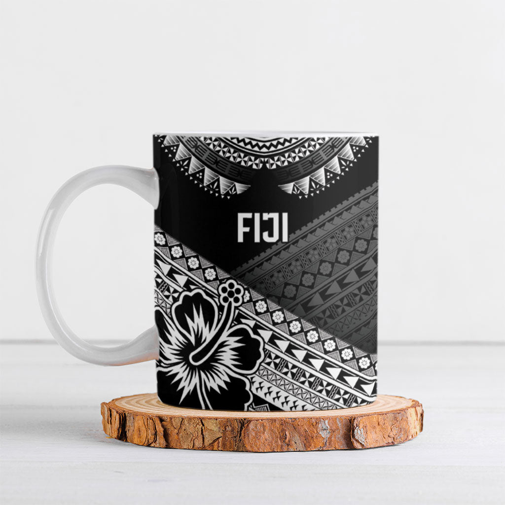 Custom Rugby Fiji Ceramic Mug Black Traditional Masi Inspired
