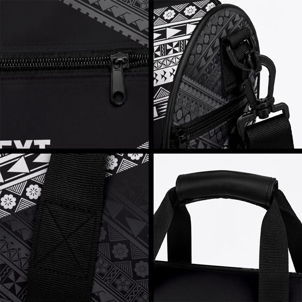 Custom Rugby Fiji Duffle Bag Black Traditional Masi Inspired LT9 - Polynesian Pride