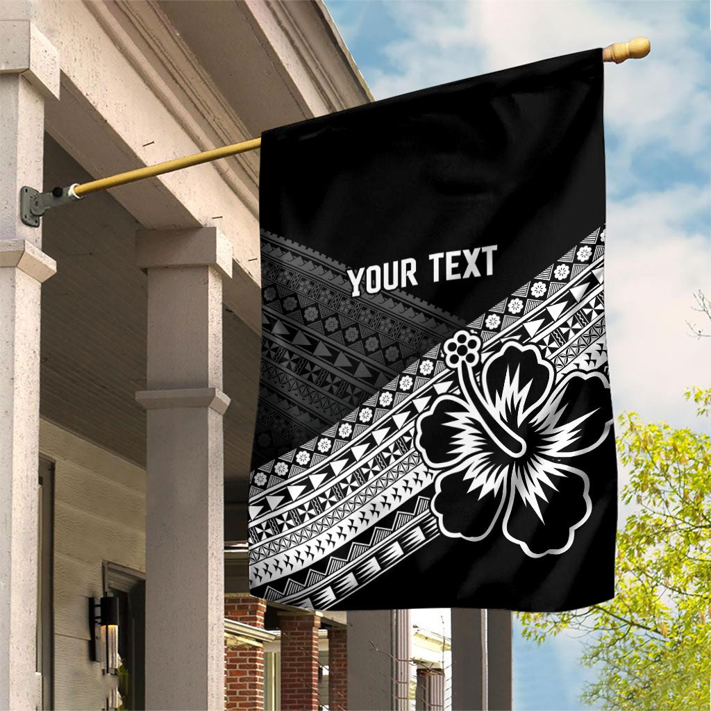 Custom Rugby Fiji Garden Flag Black Traditional Masi Inspired