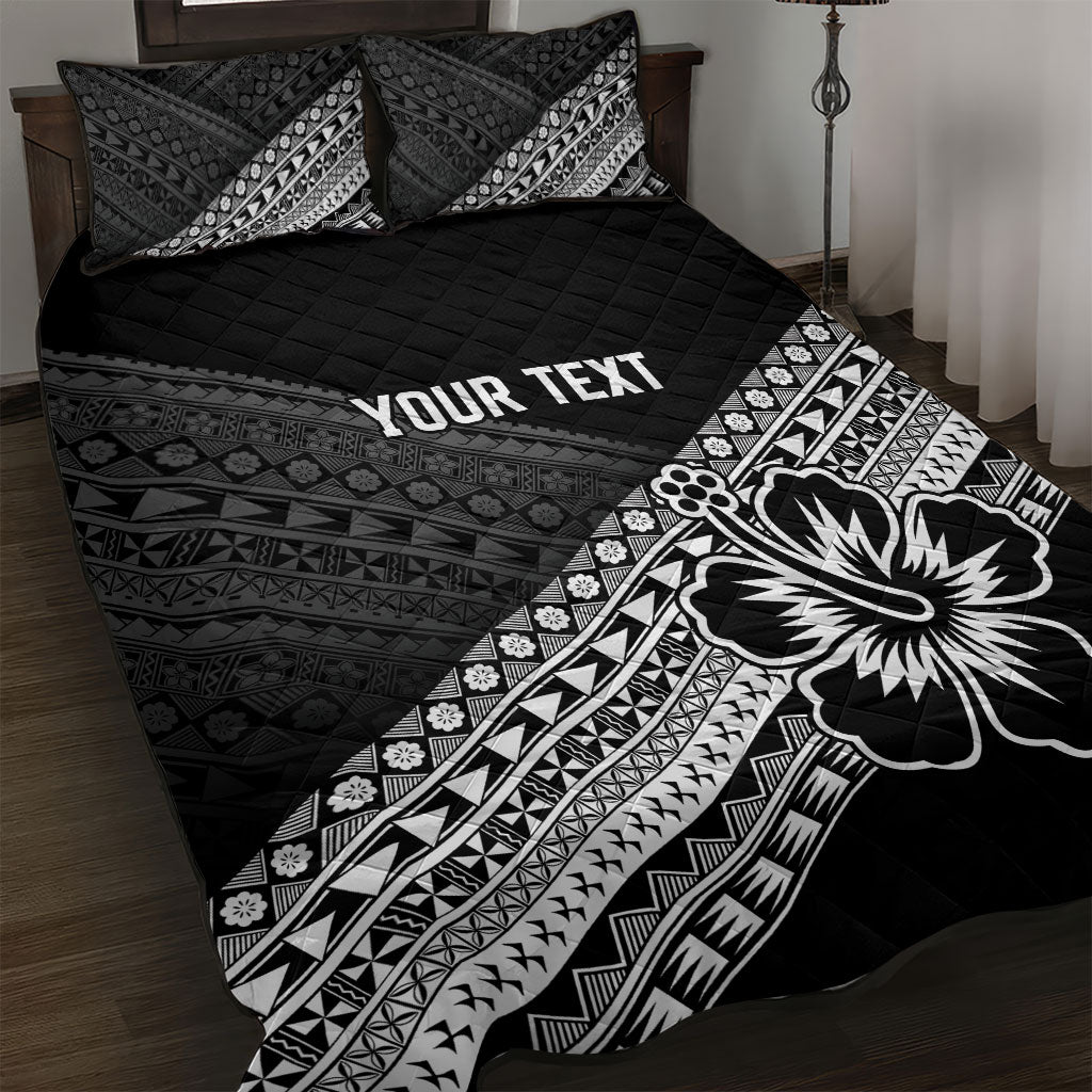 Custom Rugby Fiji Quilt Bed Set Black Traditional Masi Inspired LT9 Black - Polynesian Pride