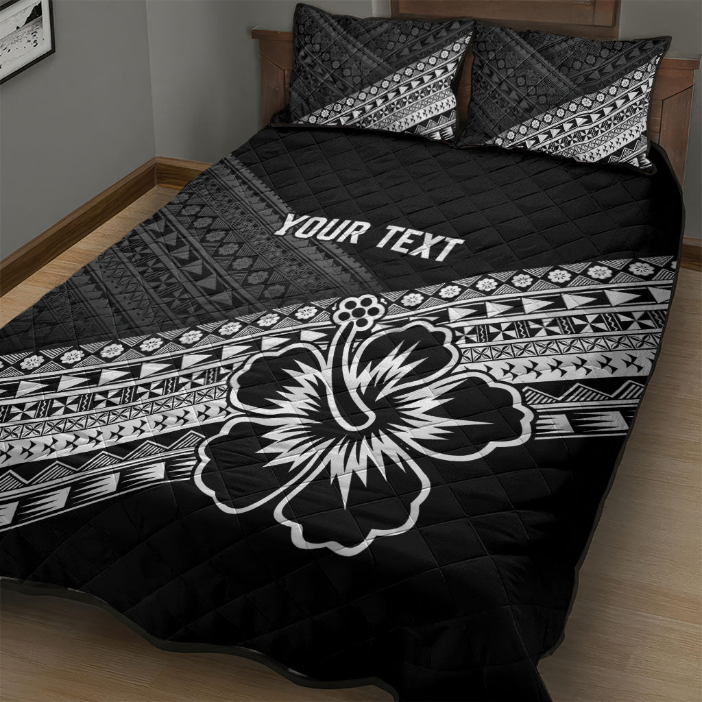 Custom Rugby Fiji Quilt Bed Set Black Traditional Masi Inspired