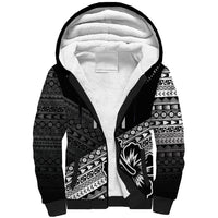 Custom Rugby Fiji Sherpa Hoodie Black Traditional Masi Inspired