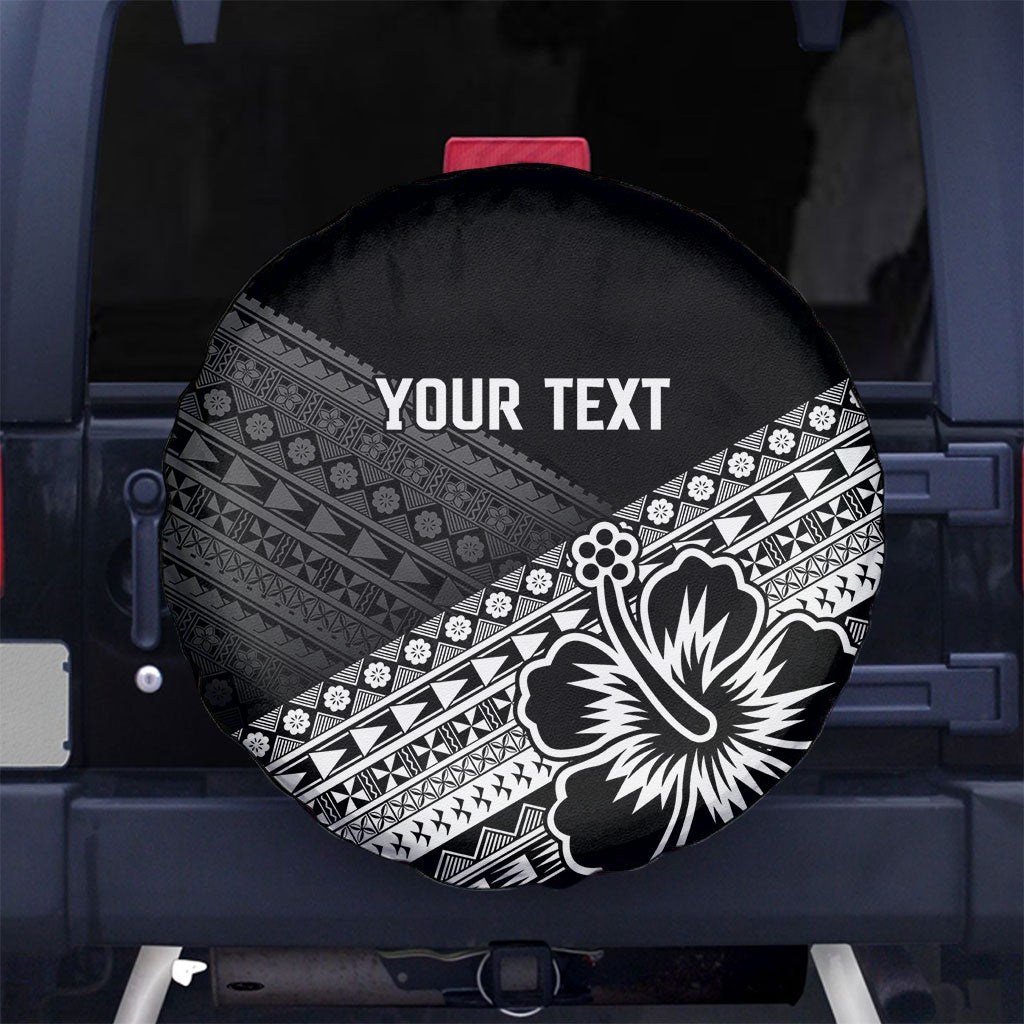 Custom Rugby Fiji Spare Tire Cover Black Traditional Masi Inspired