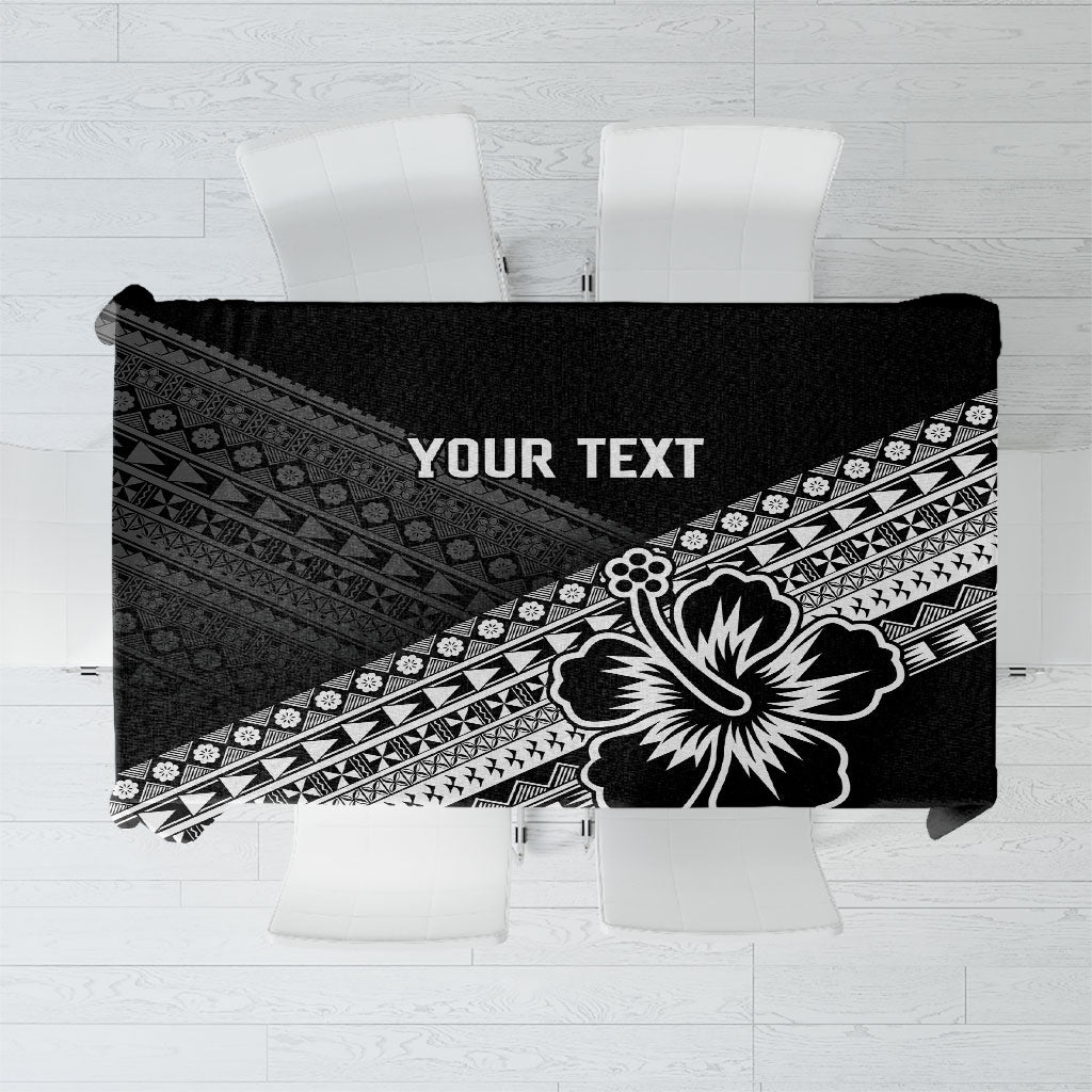 Custom Rugby Fiji Tablecloth Black Traditional Masi Inspired
