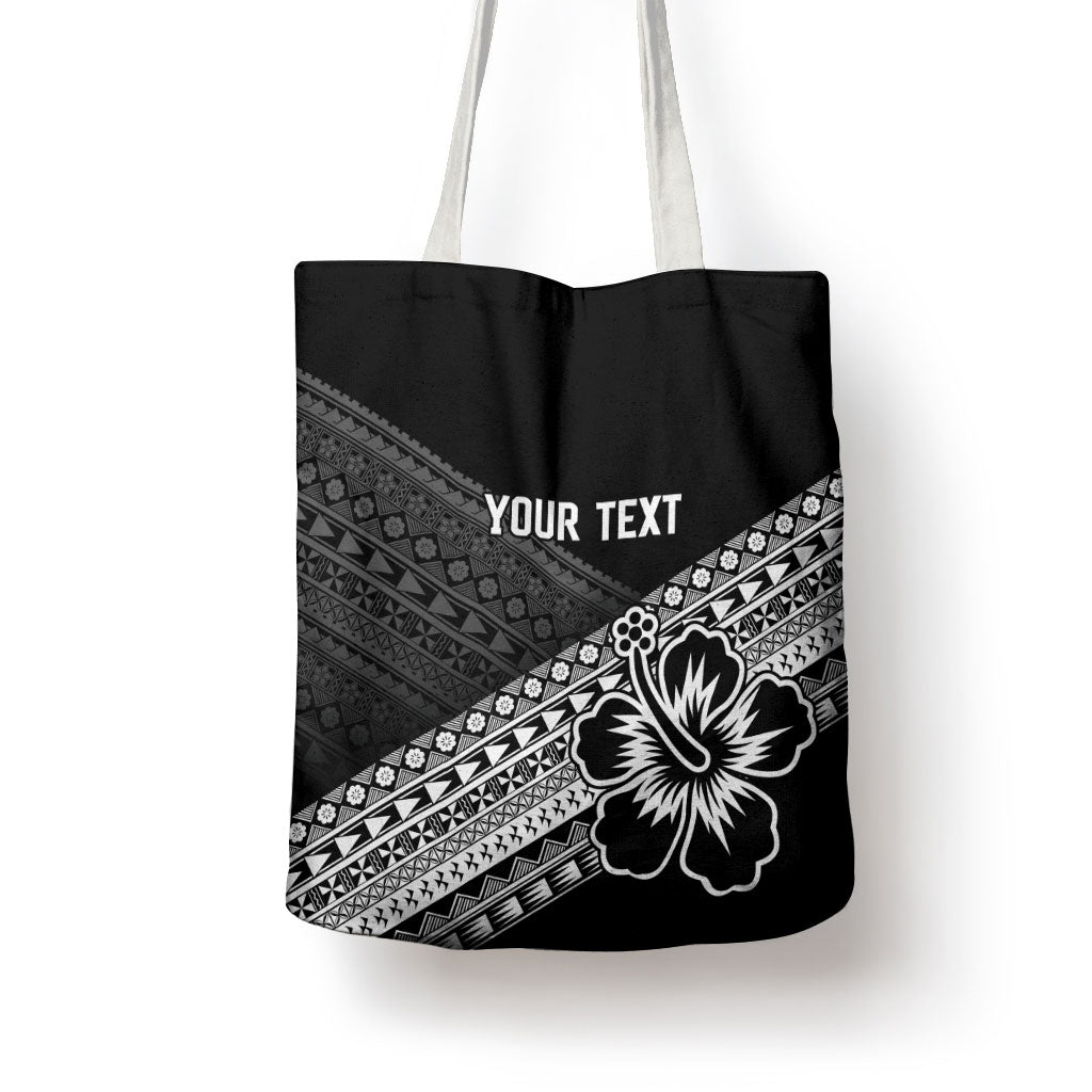 Custom Rugby Fiji Tote Bag Black Traditional Masi Inspired