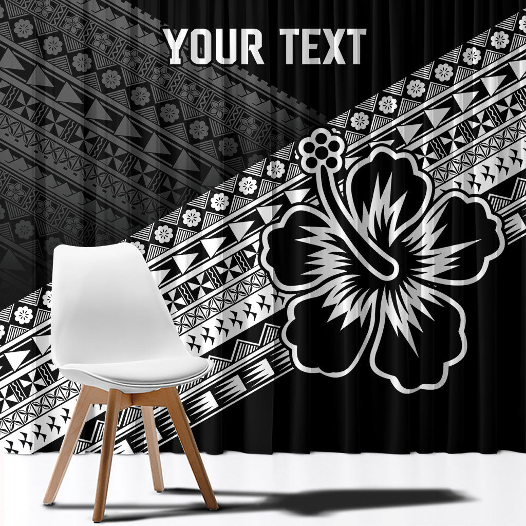 Custom Rugby Fiji Window Curtain Black Traditional Masi Inspired