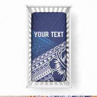 Custom Rugby Fiji Baby Bed Cover Blue Traditional Masi Inspired LT9 28 × 52 in Blue - Polynesian Pride
