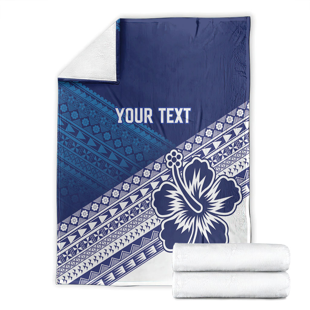 Custom Rugby Fiji Blanket Blue Traditional Masi Inspired